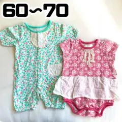 【おまけ付き】ロンパース 60 70 半袖 Tシャツ 花柄 まとめ売り