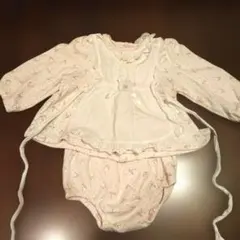 エプロンワンピースとパンツのセット 小花柄 ピンク80cm