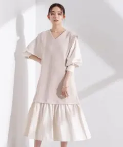 ナノユニバース　ダンボールベストレイヤード風コンビワンピース