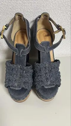 オークションに変更Chloe デニム　ウェッジヒール　サンダル36のサムネイル