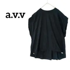 アーヴェヴェ a.v.v ノースリーブ Tシャツ トップス ネイビー サイズＬ