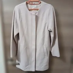 GLOBAL WORK ノーカラーコート／150cm 淡ピンク 上品カラー