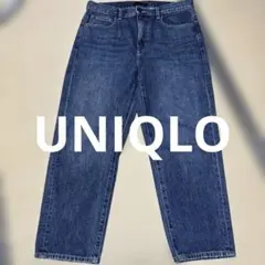 濃い青 ワイドレッグデニムパンツ UNIQLO