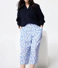 新品 UNIQLO ユニクロ レーヨンリラコ ブルー 花柄 サイズ L