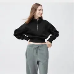 GU ジーユー ストレッチフリースジョガーパンツ　ブルーグレー　グリーン　XL