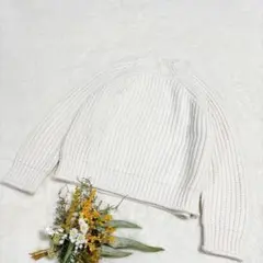 【ジーユー】GU チャンキーニットハイネックセーター 長袖 ホワイト M ●