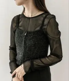 mystic ミスティック　シャイニーニットビスチェ　ブラック