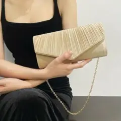 パーティーバッグ シャンパンゴールド 2WAY クラッチ 結婚式 二次会 謝恩会