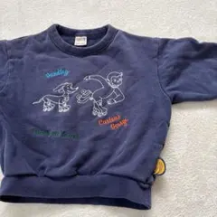 クマと犬の刺繍入りトレーナー 100cm ネイビー