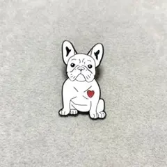 フレンチブルドッグハートピンバッジ犬おすわりピンズいぬドッグフレブルピンブローチ