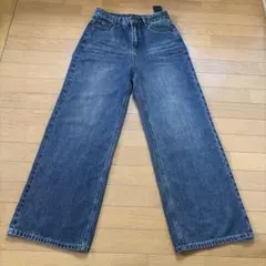 『タグ付き新品未使用』美品ワイドレッグデニムパンツ ダークブルー