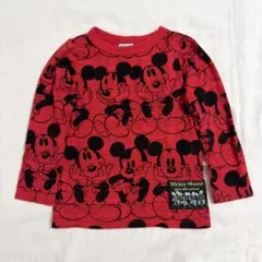BREEZE ディズニー ミッキー 総柄ロンT 赤 100