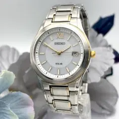 稼働 SEIKO セイコー 腕時計 ソーラー メンズ デイト コンビカラー