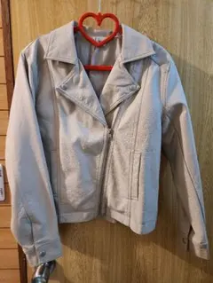 ベージュ ダブルライダースジャケット Mサイズ