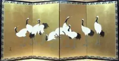 壁掛け屏風 日本画 金箔彩色 『小花に金鶏鳥』 #506 - メルカリ