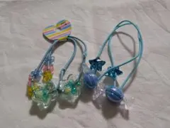 未使用子ども用花と星のヘアゴムセット6水色花水色キャンディ星