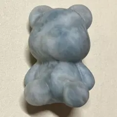 天然石置物　テディベア　くま　カービング　オブジェ　ディスプレイ　ブルー　青