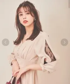 31 sons de mode スラッシュレーススリーブワンピース