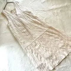 モーメントプラス シワ加工 Vネック ワンピース ジャンスカ ノースリーブ