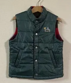 美品　ファミリア　リバーシブル　ベスト　チェック　グリーン　110サイズ　車