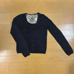 Burberry 長袖カーディガン 黒 チェック裏地 サイズ38