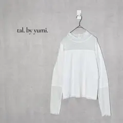 yumi　ハッピーバック　裏起毛切替長袖シャツ　シアー　とろみ　アイボリー　Lのサムネイル