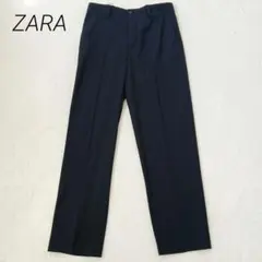 ザラ　ZARA スラックスパンツ　L　紺　テーパード　センタープレス　きれいめ