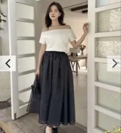 バースデイバッシュ　CHIFFON CHECK FLARE SKIRT
