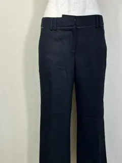 トランスワーク スラックス 36 S 黒 カシミヤ混 ウール パンツ 上品のサムネイル