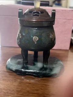 中国明朝（青釉 四耳壺）陶器 骨董品 時代物 高さ24cm解体整理品現状品