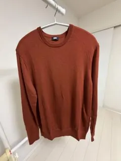 UNIQLO エクストラファインメリノクルーネックセーター　オレンジ　ブラウン