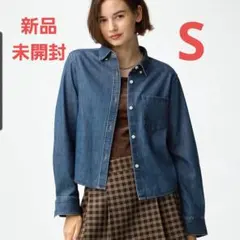 新品未使用・未開封 GU S レディース デニムショートシャツ ブラウス 長袖