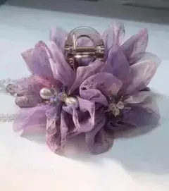 紫色 花 コサージュ