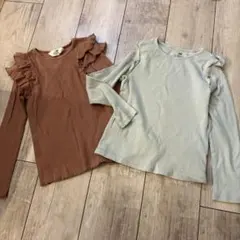 H&M フリル付き長袖カットソー 2枚セット