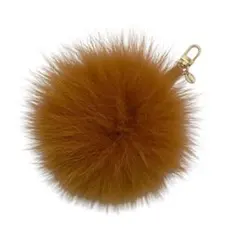 【極美品】 キーホルダー ボンボン 金具 ライトブラウン