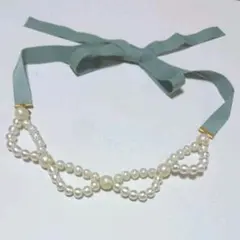 コットンパールネックレス リボン結び