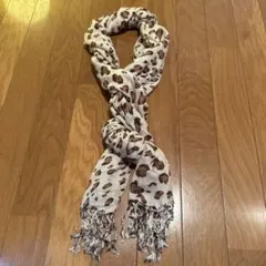 ヒョウ柄ストール フリンジ付き