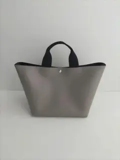 ハンドメイド フェイクレザーバッグ 横長トートバッグ L 舟形