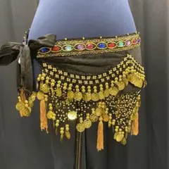 ベリーダンス　ヒップスカーフ　コイン　フリンジ