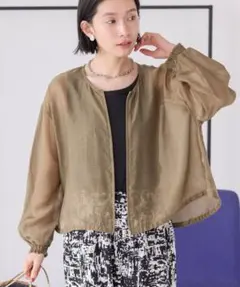 【AMERICAN HOLIC】ノーカラーシアーＺＩＰブルゾンのサムネイル