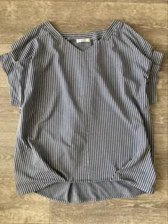 a.v.v タックブラウス　M ブルー系ストライプのサムネイル