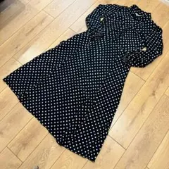 ザラ カジュアル きれいめ フェミニン ドット柄 ロング丈 シャツワンピース S