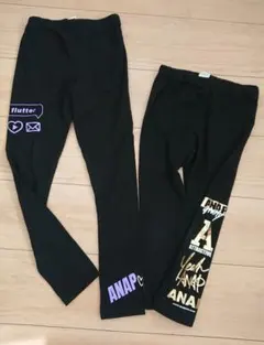 ANAP プリント入り 黒レギンス 100cm~