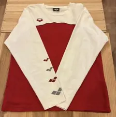 arena アリーナ 長袖Tシャツ レッド ホワイト Lのサムネイル