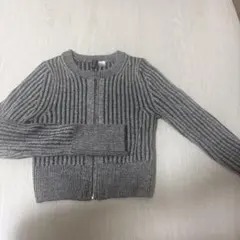 H&M リブ編み ジップアップセーター XS グレー