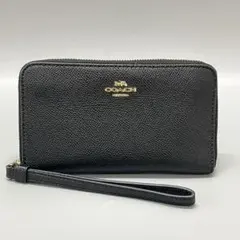 COACH コーチ ラウンドジップ 財布 ミニ ポーチブラック