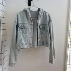 フード付き デニムジャケット ライトブルー