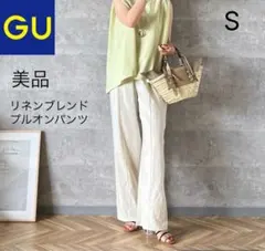 美品 GU リネンブレンドプルオンパンツ ホワイト Sサイズのサムネイル