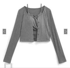 パッド入りカシュクールキャミソール✕カーディガンアンサンブル［at2319］