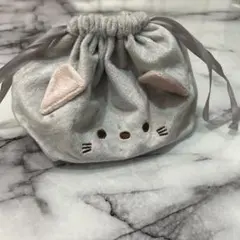 しまむら　サンリオ　ニャニィニュニェニョン　巾着ポーチ　猫　ネズミ　灰色のサムネイル